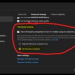 Screenshot of youtube settings feature to allow or not allow AI models to train on your youtube content - july 7, 2026