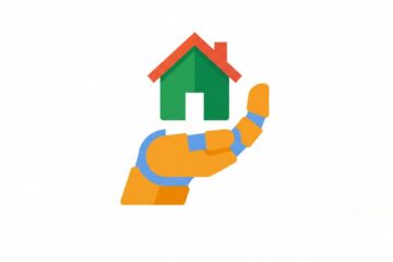 banner image of a graphic of a robot hand holding up a house for Episode 101 Summary: AI Connectors Galore, Update on Easy CRM, Blogging Questions Answered and more - google for real estate podcast - local seo for real estate agents