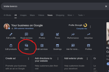 Screenshot of new Q and A tab feature in Google Business Profiles for Real Estate Agents - September 23,2026